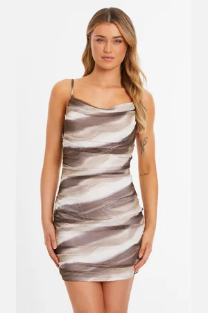 Quiz Marble Print Mesh Mini Dress