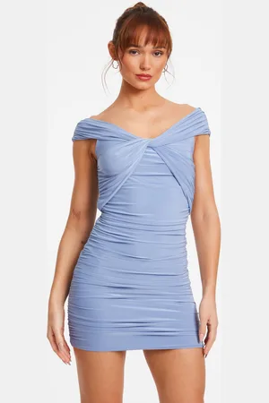 Quiz Knot Front Bardot Bodycon Mini Dress