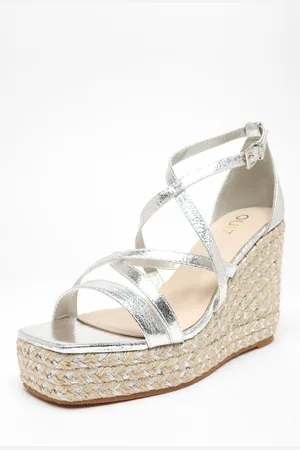 Quiz Foil Strappy Woven Wedges