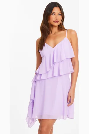 Quiz Lilac Chiffon Frill Mini Skater Dress