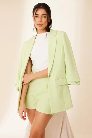 Quiz Lime Ruched Sleeve Blazer