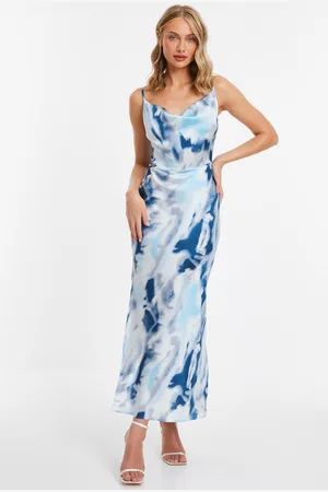 Quiz Satin Marble Print Midi Dress