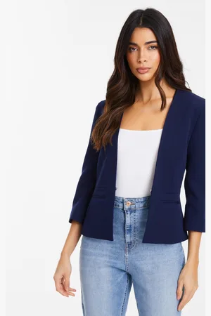 Quiz Navy Tailored Cropped Blazer