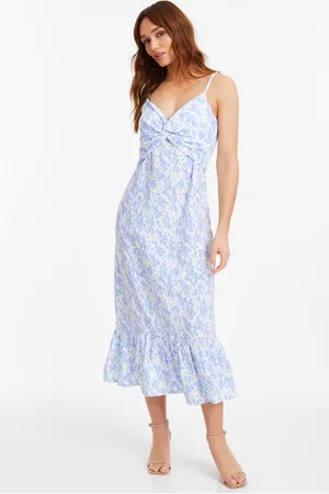 Quiz Light Blue Ditsy Floral Midi Dress