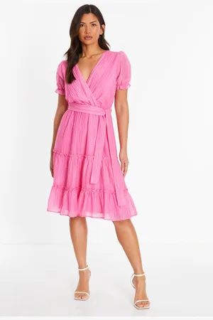 Quiz Textured Frill Skater Midi Dress