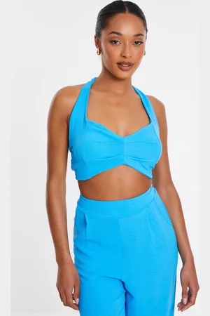 Quiz Turquoise Halter Neck Crop Top