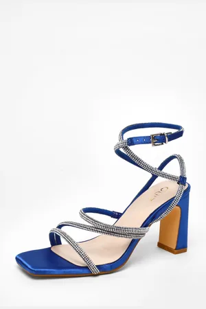 Quiz Diamante Strappy Block Heeled Sandals