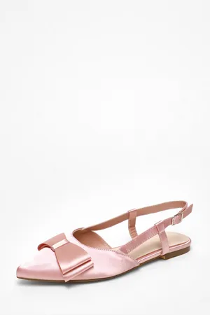 Quiz Satin Bow Slingback Flat Pumps