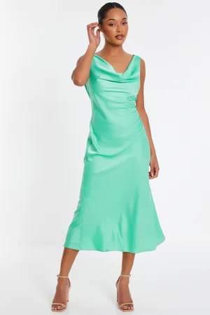 Quiz Mint Satin Slip Midi Dress