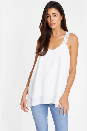Quiz Cream Crochet Strap Vest Top