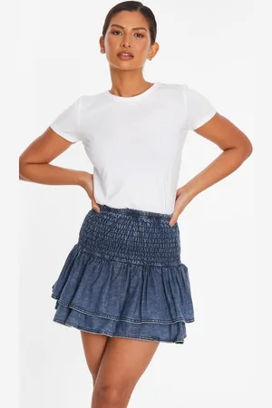 Quiz Denim Frill Mini Skirt