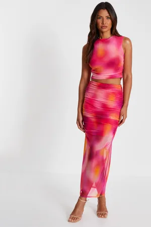 Quiz Mesh Ombre Print Crop Top