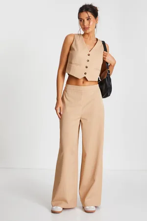 Quiz Camel Pinstripe Waistcoat
