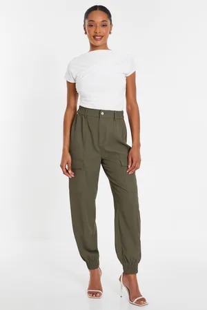Quiz Khaki Cargo Cuff Trousers