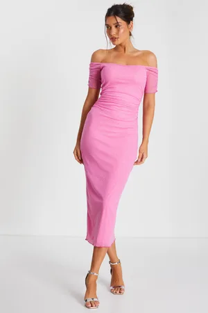 Quiz Glitter Mesh Bardot Midaxi Dress