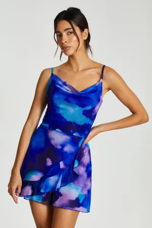 Quiz Tie Dye Print Cowl Neck Mesh Playsuit