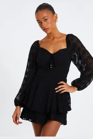 Quiz Floral Jacquard Tiered Playsuit
