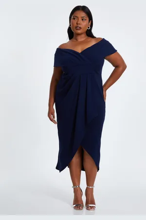 Quiz Curve Bardot Wrap Midi Dress