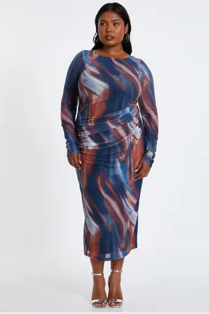 Quiz Curve Marble Print Midaxi Dress