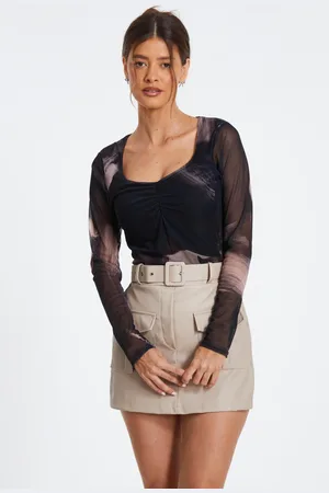 Quiz Mesh Marble Print Top