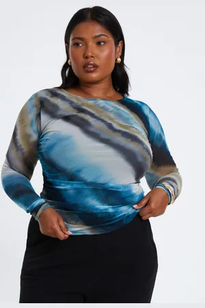Quiz Curve Mesh Ombre Ruched Top