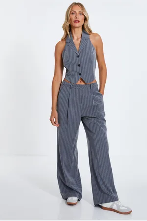 Quiz Stripe High Waist Trouser