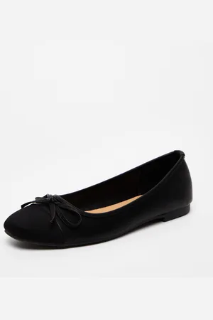 Quiz Faux Leather Bow Flat Pumps