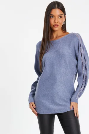 Quiz Light Knit Diamante Sleeve Jumper