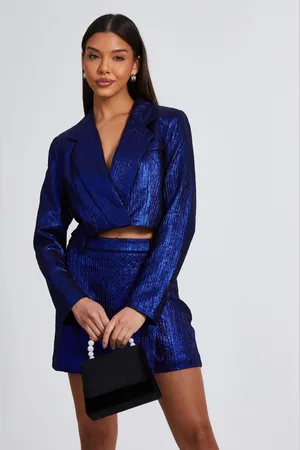 Quiz Metallic Cropped Blazer