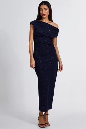 Quiz Glitter Asymmetric Midaxi Dress