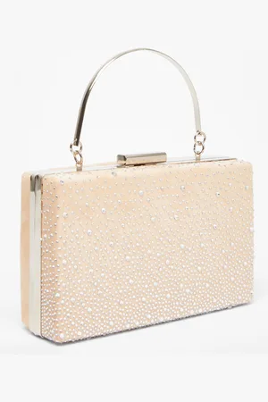Quiz Satin Embellished Box Bag