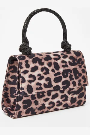 Quiz Satin Leopard Print Top Handle Bag
