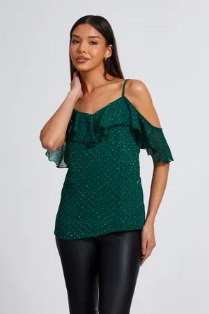 Quiz Chiffon Cold Shoulder Top
