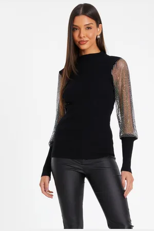 Quiz Knit Diamante Sleeve Jumper