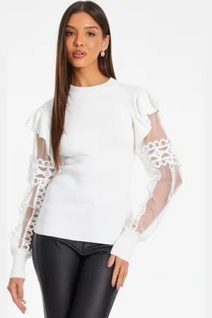 Quiz Knit Mesh Sleeve Jumper