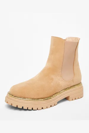 Quiz Faux Suede Diamante Trim Boots
