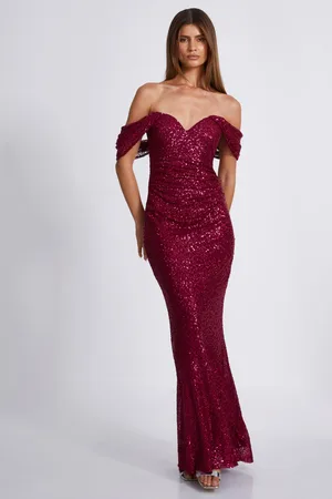 Quiz Dark Red Sequin Maxi Dress