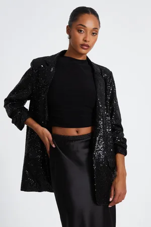 Quiz Sequin Ruched Blazer