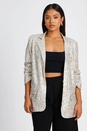 Quiz Petite Sequin Ruched Blazer