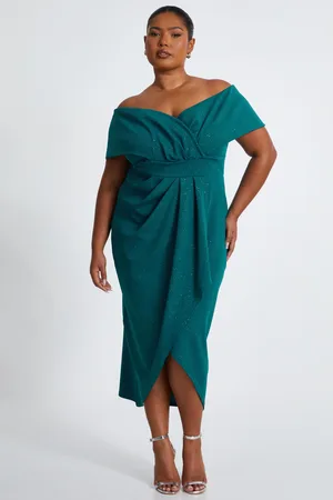 Quiz Curve Glitter Bardot Midi Dress