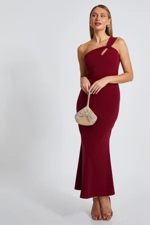Quiz Dark Red Fishtail Midaxi Dress
