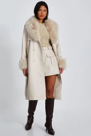 Quiz Faux Leather Trench Coat