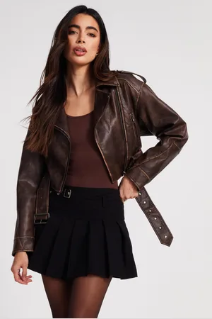 Quiz Faux Leather Oversized Biker Jacket