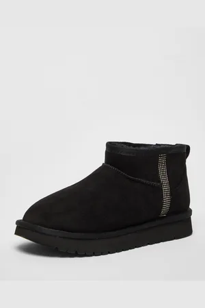 Quiz Faux Suede Diamante Ankle Boots