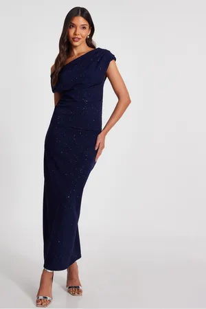 Quiz Glitter Asymmetric Midi Dress