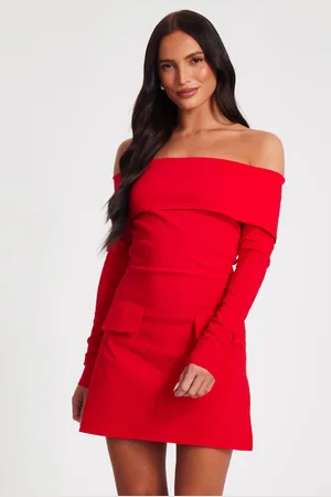 Quiz Bardot Long Sleeve Mini Dress