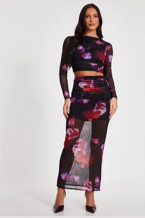 Quiz Floral Mesh Crop Top
