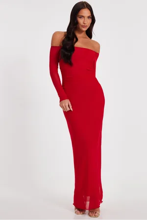 Quiz Bardot Mesh Midaxi Dress