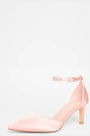 Quiz Satin Diamante Strap Court Heels