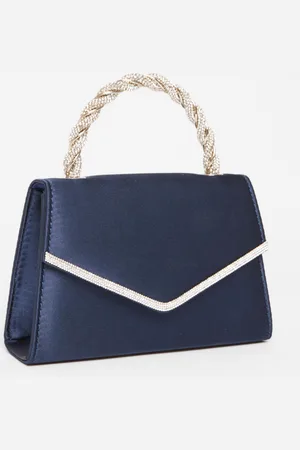 Quiz Diamante Twisted Top Handle Bag